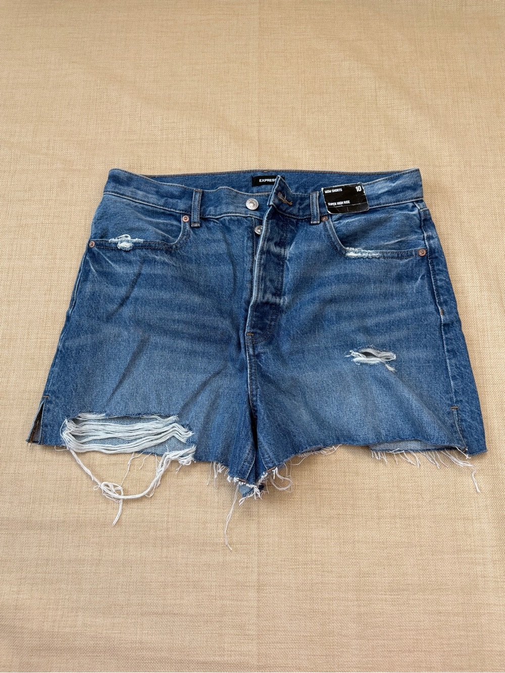 Express 'Mom Shorts Super High Rise' Blue Jean Denim Shorts